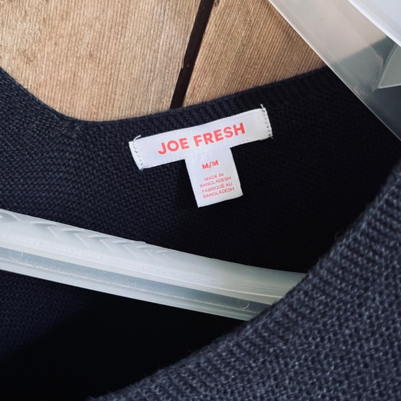 Black 💯 Cotton V-neck Knitted Sweater Pullover Joe Fresh, size M - Picture 3 of 11